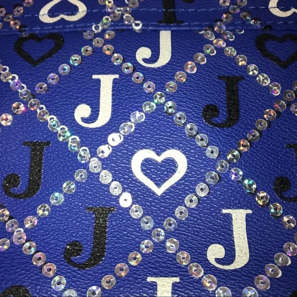 Justice Trendy J Logo Blue Silver Sequin Embellish